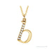 Sapphire Row Natural Diamond Lowercase Initial Necklace - b, 14K Yellow Gold