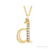 Sapphire Row Natural Diamond Lowercase Initial Necklace - d, 14K Yellow Gold