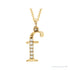 Sapphire Row Natural Diamond Lowercase Initial Necklace - f, 14K Yellow Gold