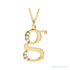 Sapphire Row Natural Diamond Lowercase Initial Necklace - g, 14K Yellow Gold