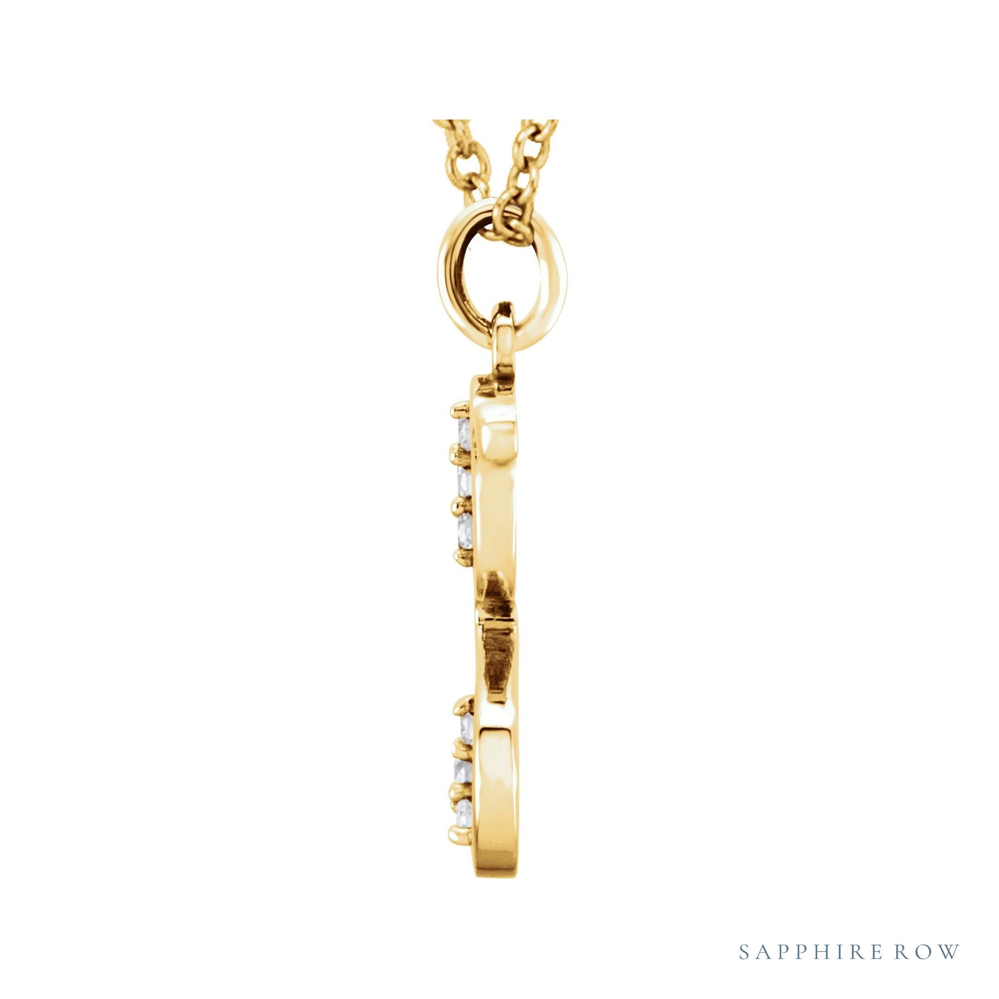 Sapphire Row Natural Diamond Lowercase Initial Necklace - g, 14K Yellow Gold (view 2)