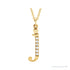 Sapphire Row Natural Diamond Lowercase Initial Necklace - j, 14K Yellow Gold