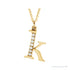 Sapphire Row Natural Diamond Lowercase Initial Necklace - k, 14K Yellow Gold