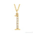 Sapphire Row Natural Diamond Lowercase Initial Necklace - l, 14K Yellow Gold