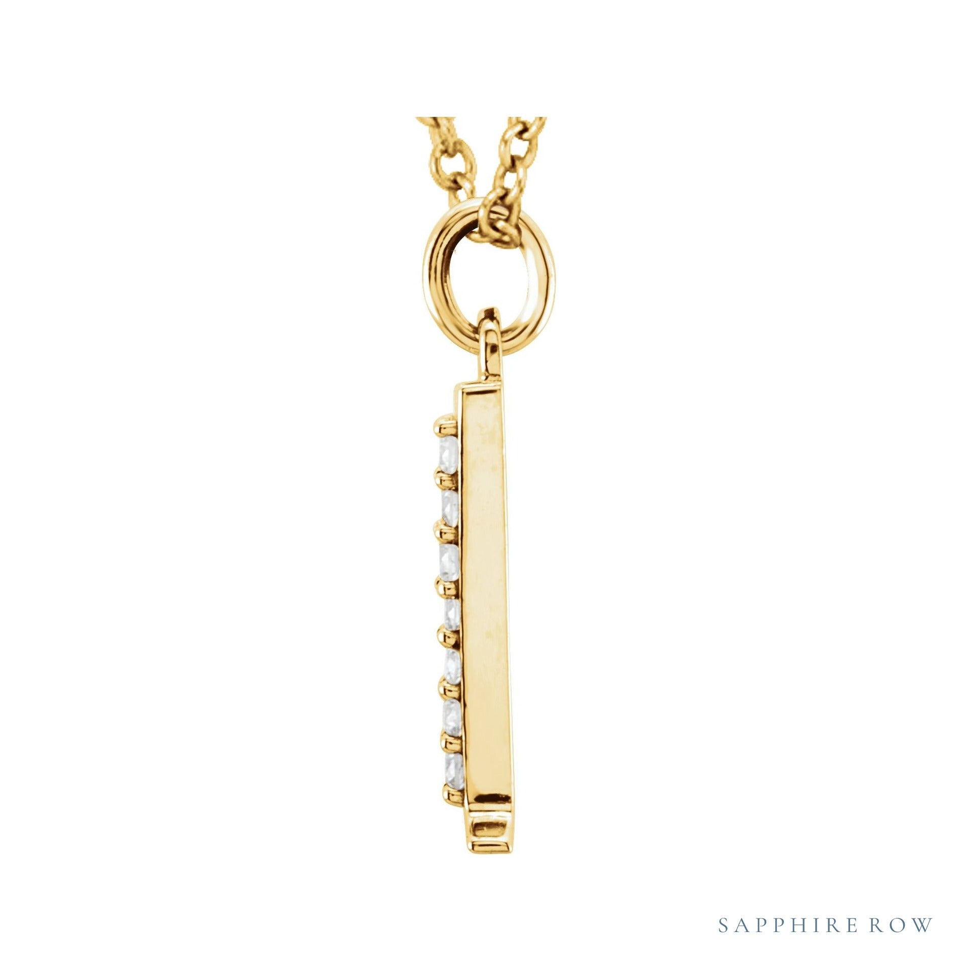 Sapphire Row Natural Diamond Lowercase Initial Necklace - l, 14K Yellow Gold (view 2)
