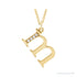 Sapphire Row Natural Diamond Lowercase Initial Necklace - m, 14K Yellow Gold