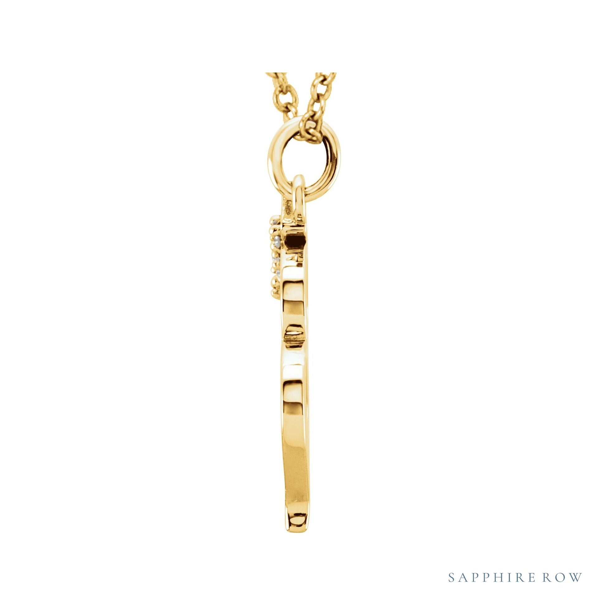 Sapphire Row Natural Diamond Lowercase Initial Necklace - m, 14K Yellow Gold (view 2)