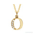 Sapphire Row Natural Diamond Lowercase Initial Necklace - o, 14K Yellow Gold