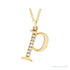 Sapphire Row Natural Diamond Lowercase Initial Necklace - p, 14K Yellow Gold