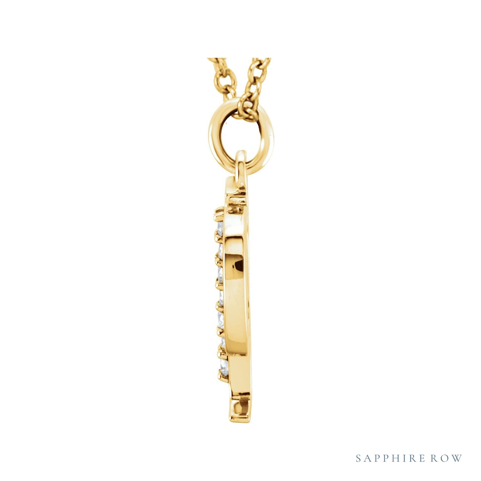 Sapphire Row Natural Diamond Lowercase Initial Necklace - p, 14K Yellow Gold (view 2)