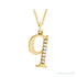 Sapphire Row Natural Diamond Lowercase Initial Necklace - q, 14K Yellow Gold