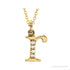 Sapphire Row Natural Diamond Lowercase Initial Necklace - r, 14K Yellow Gold