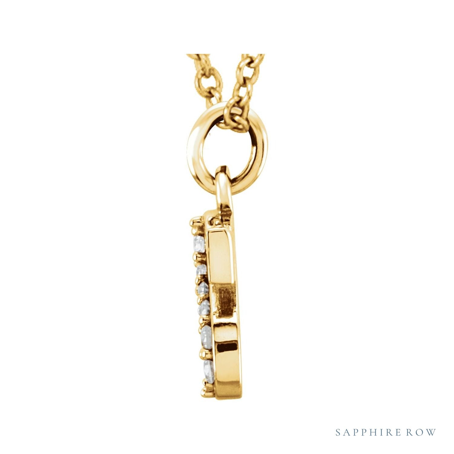 Sapphire Row Natural Diamond Lowercase Initial Necklace - s, 14K Yellow Gold (view 2)