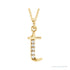 Sapphire Row Natural Diamond Lowercase Initial Necklace - t, 14K Yellow Gold