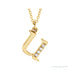 Sapphire Row Natural Diamond Lowercase Initial Necklace - u, 14K Yellow Gold