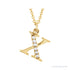 Sapphire Row Natural Diamond Lowercase Initial Necklace - x, 14K Yellow Gold