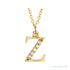 Sapphire Row Natural Diamond Lowercase Initial Necklace - z, 14K Yellow Gold