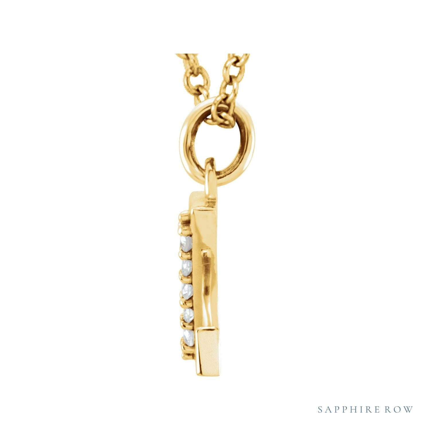 Sapphire Row Natural Diamond Lowercase Initial Necklace - z, 14K Yellow Gold (view 2)
