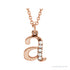 Sapphire Row Natural Diamond Lowercase Initial Necklace - a, 14K Rose Gold