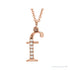 Sapphire Row Natural Diamond Lowercase Initial Necklace - f, 14K Rose Gold