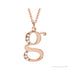 Sapphire Row Natural Diamond Lowercase Initial Necklace - g, 14K Rose Gold