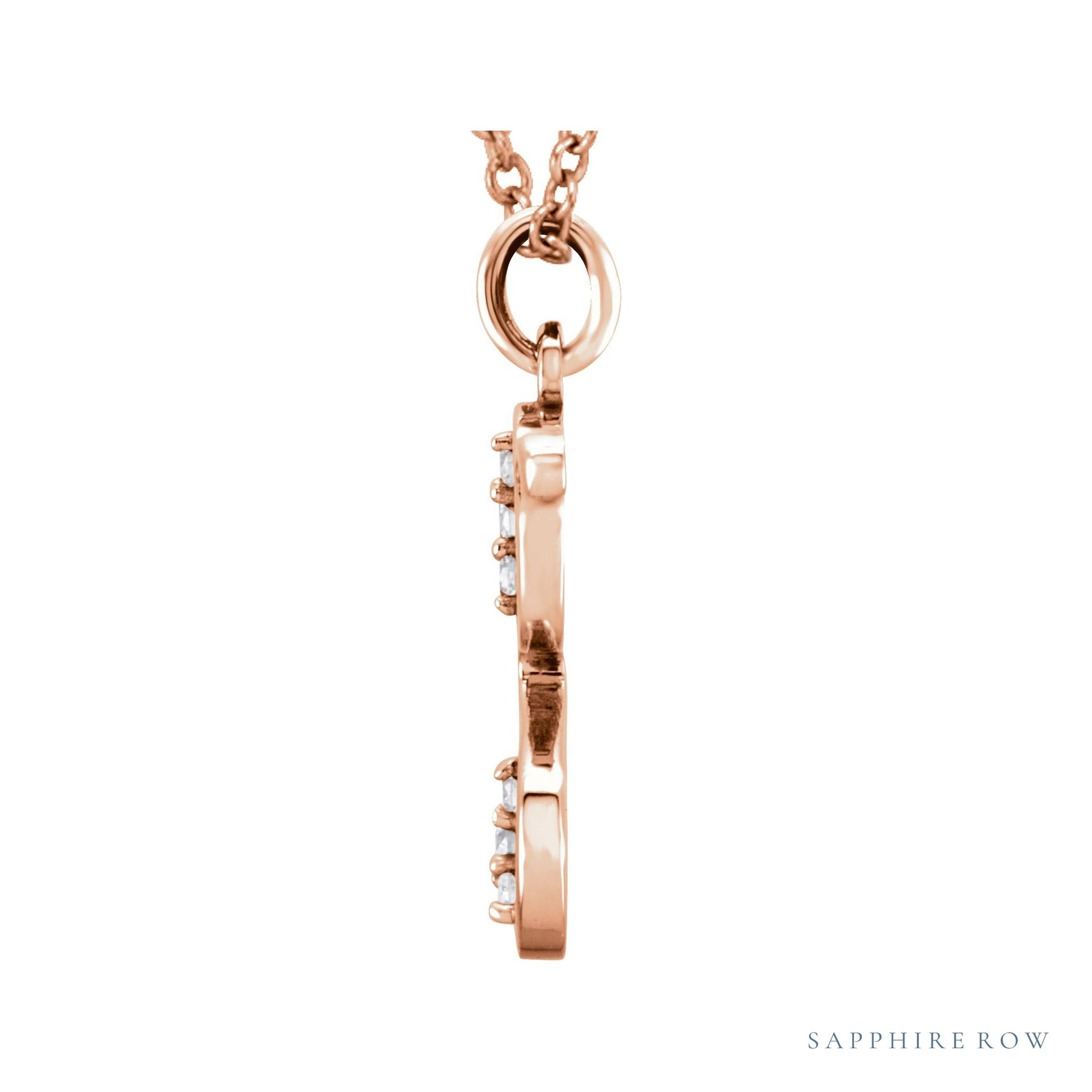 Sapphire Row Natural Diamond Lowercase Initial Necklace - g, 14K Rose Gold (view 2)