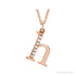 Sapphire Row Natural Diamond Lowercase Initial Necklace - h, 14K Rose Gold