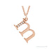 Sapphire Row Natural Diamond Lowercase Initial Necklace - m, 14K Rose Gold