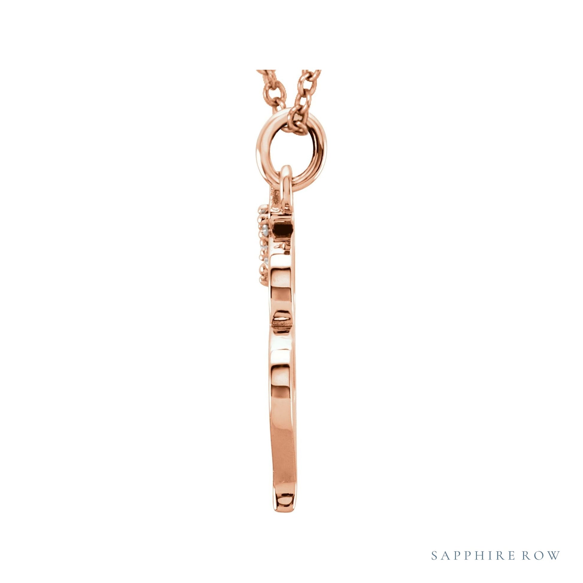 Sapphire Row Natural Diamond Lowercase Initial Necklace - m, 14K Rose Gold (view 2)