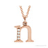 Sapphire Row Natural Diamond Lowercase Initial Necklace - n, 14K Rose Gold