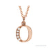 Sapphire Row Natural Diamond Lowercase Initial Necklace - o, 14K Rose Gold