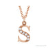 Sapphire Row Natural Diamond Lowercase Initial Necklace - s, 14K Rose Gold
