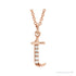 Sapphire Row Natural Diamond Lowercase Initial Necklace - t, 14K Rose Gold