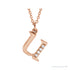 Sapphire Row Natural Diamond Lowercase Initial Necklace - u, 14K Rose Gold