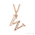 Sapphire Row Natural Diamond Lowercase Initial Necklace - w, 14K Rose Gold