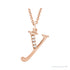 Sapphire Row Natural Diamond Lowercase Initial Necklace - y, 14K Rose Gold
