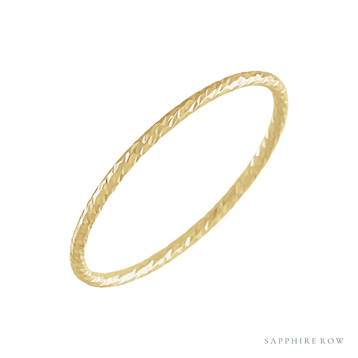 Sapphire Row Gold Faceted Stacking Ring - 14K Yellow Gold