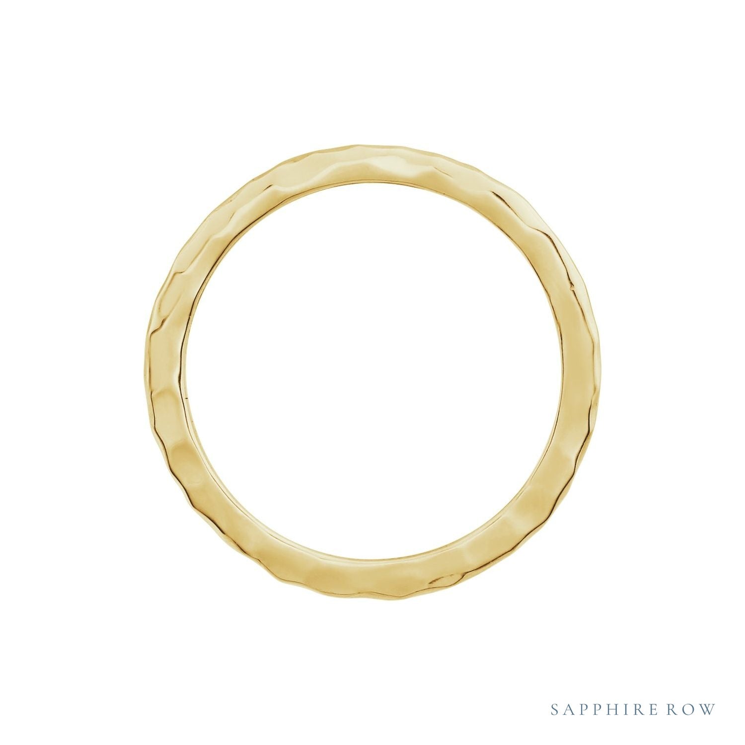 Sapphire Row Gold Hammered Stacking Ring - 14K Yellow Gold (view 2)