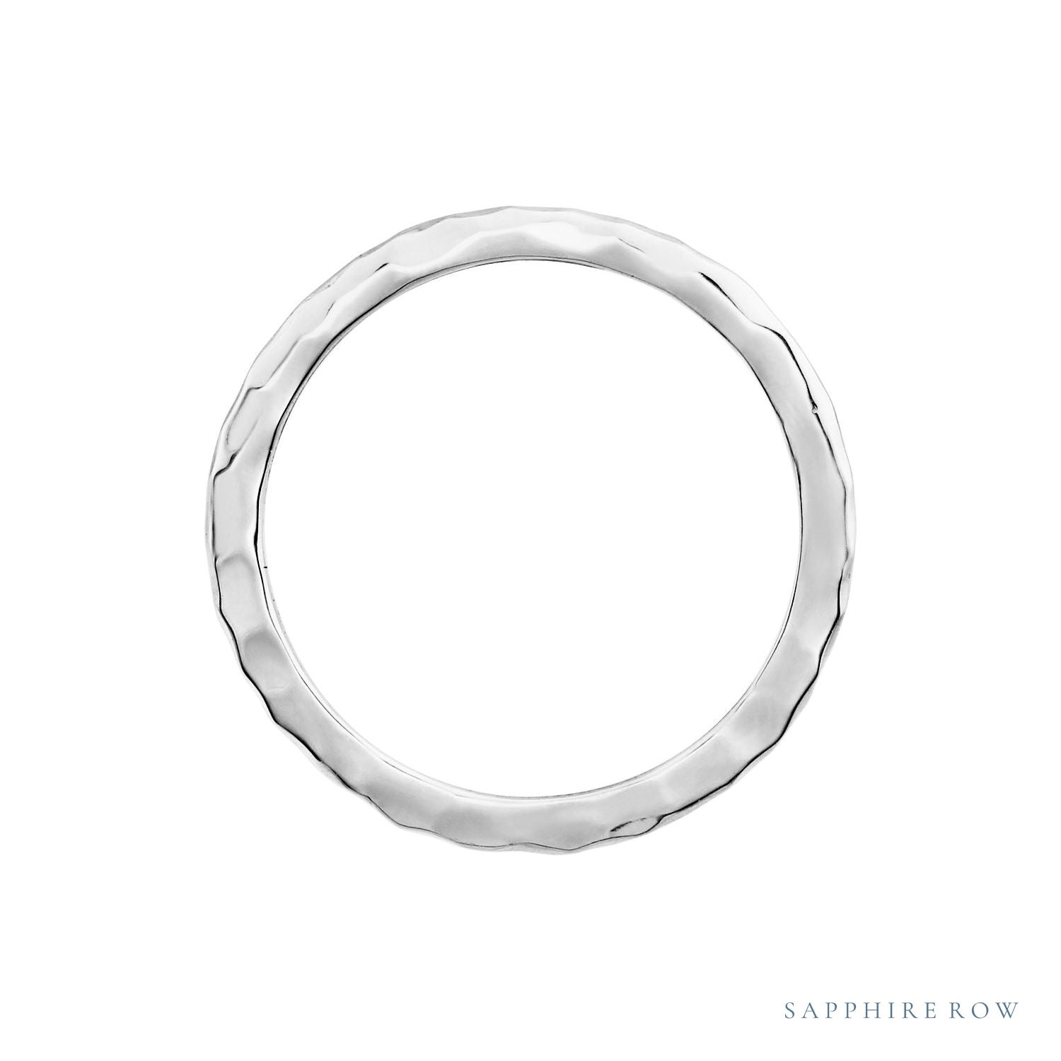 Sapphire Row Gold Hammered Stacking Ring - 14K White Gold (view 2)