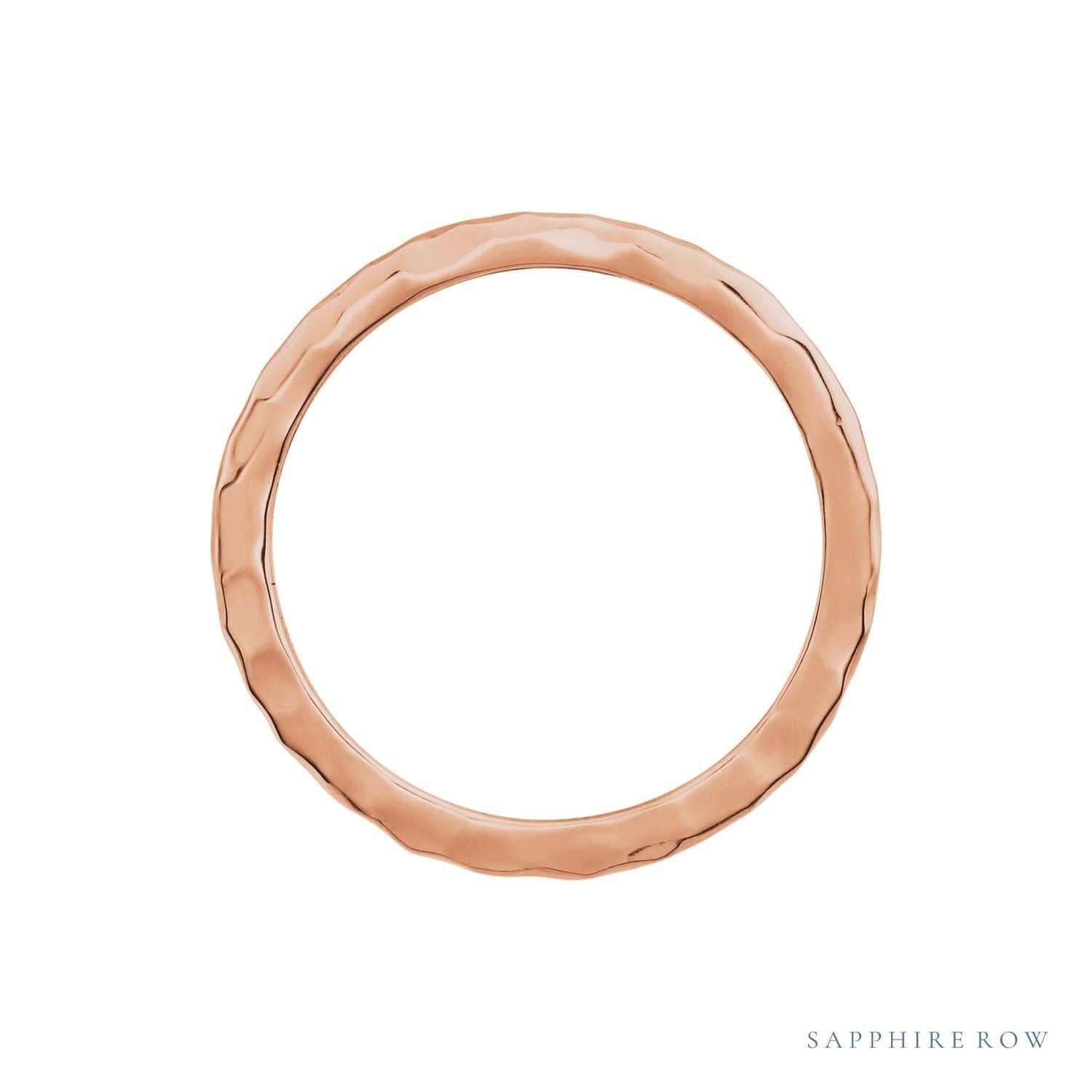 Sapphire Row Gold Hammered Stacking Ring - 14K Rose Gold (view 2)