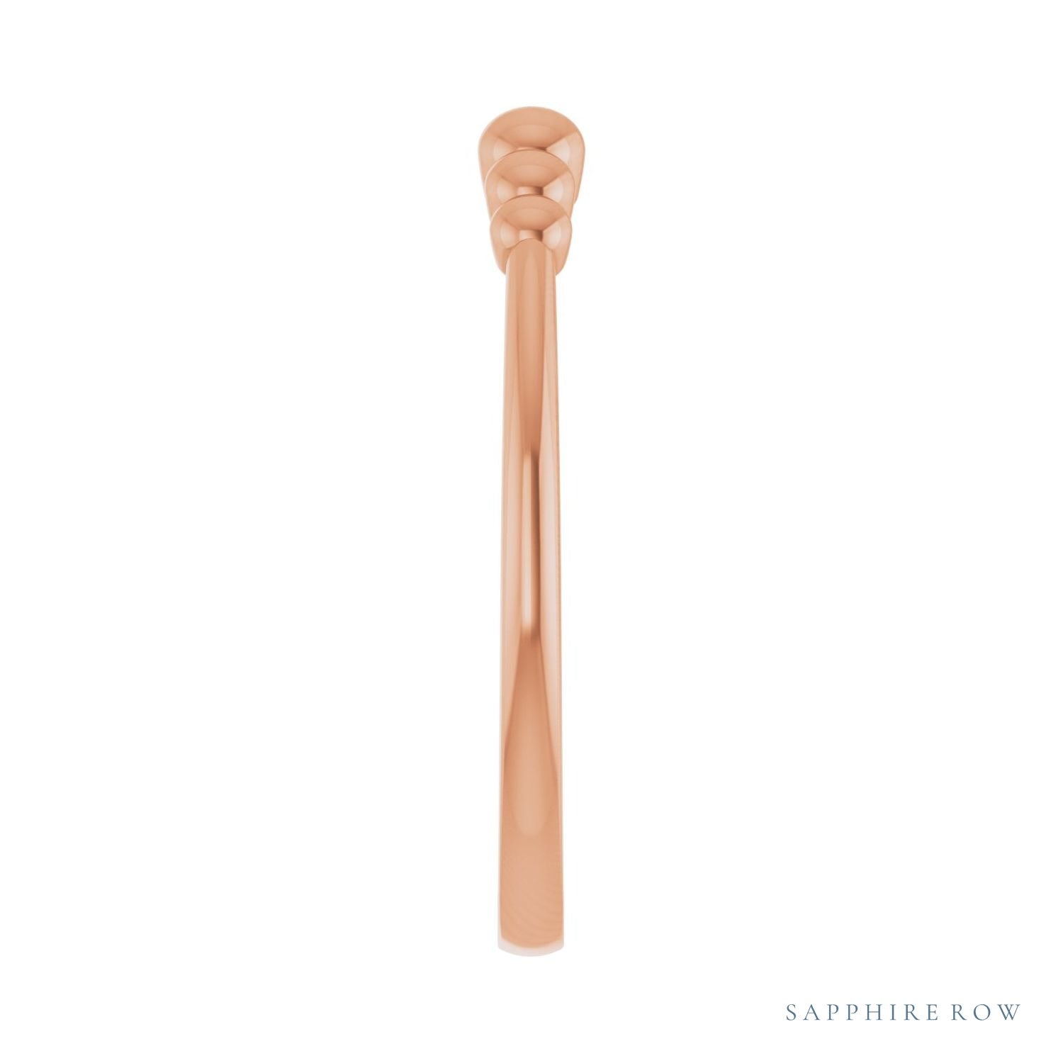Sapphire Row Gold Bead Detail Open Ring - 14K Rose Gold (view 4)