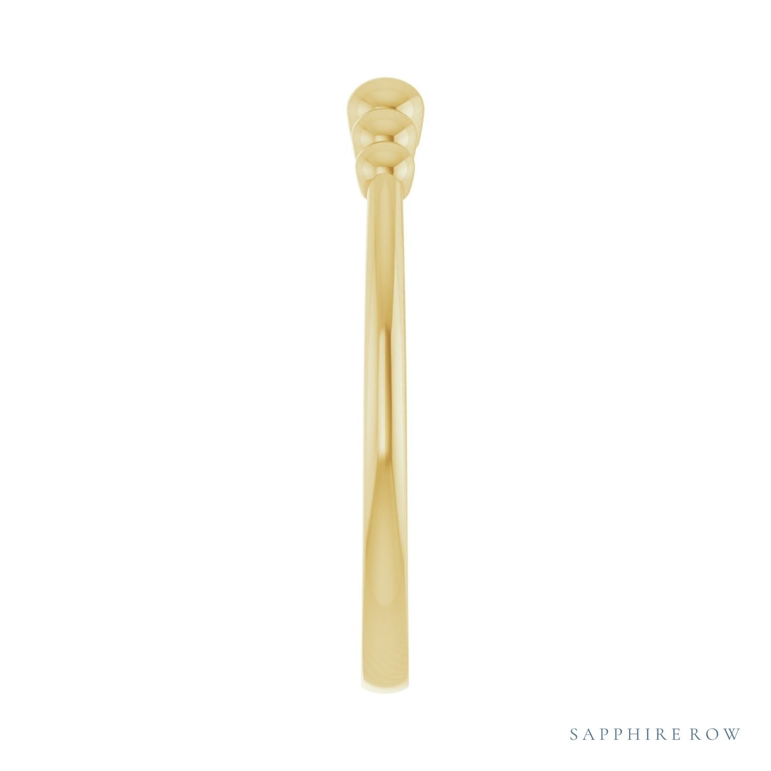 Sapphire Row Gold Bead Detail Open Ring - 14K Yellow Gold (view 4)