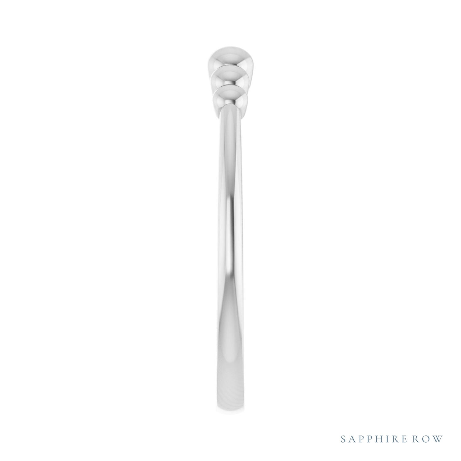Sapphire Row Gold Bead Detail Open Ring - 14K White Gold (view 4)