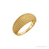 Sapphire Row Gold Beaded Dome Ring - 14K Yellow Gold