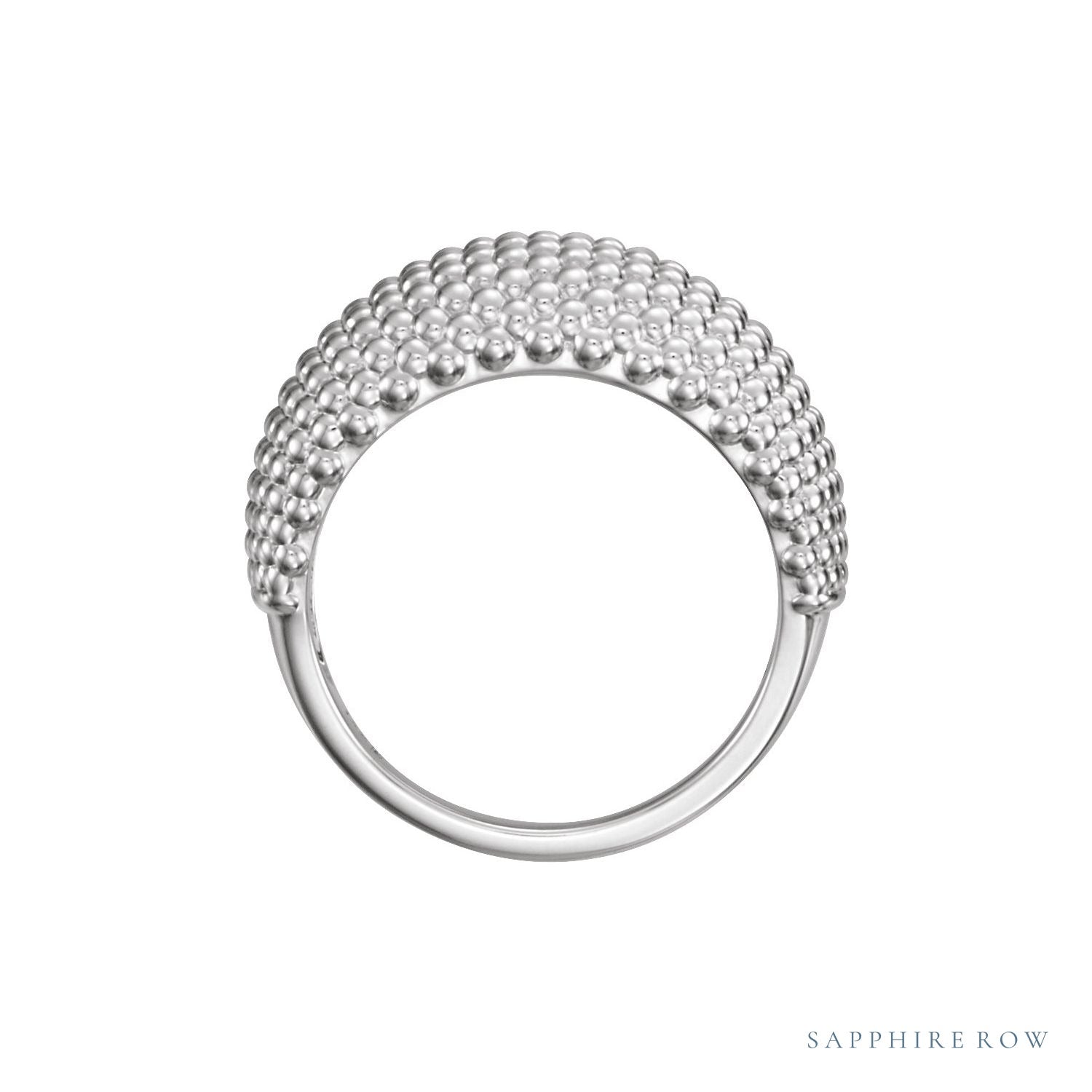 Sapphire Row Gold Beaded Dome Ring - Platinum (view 2)
