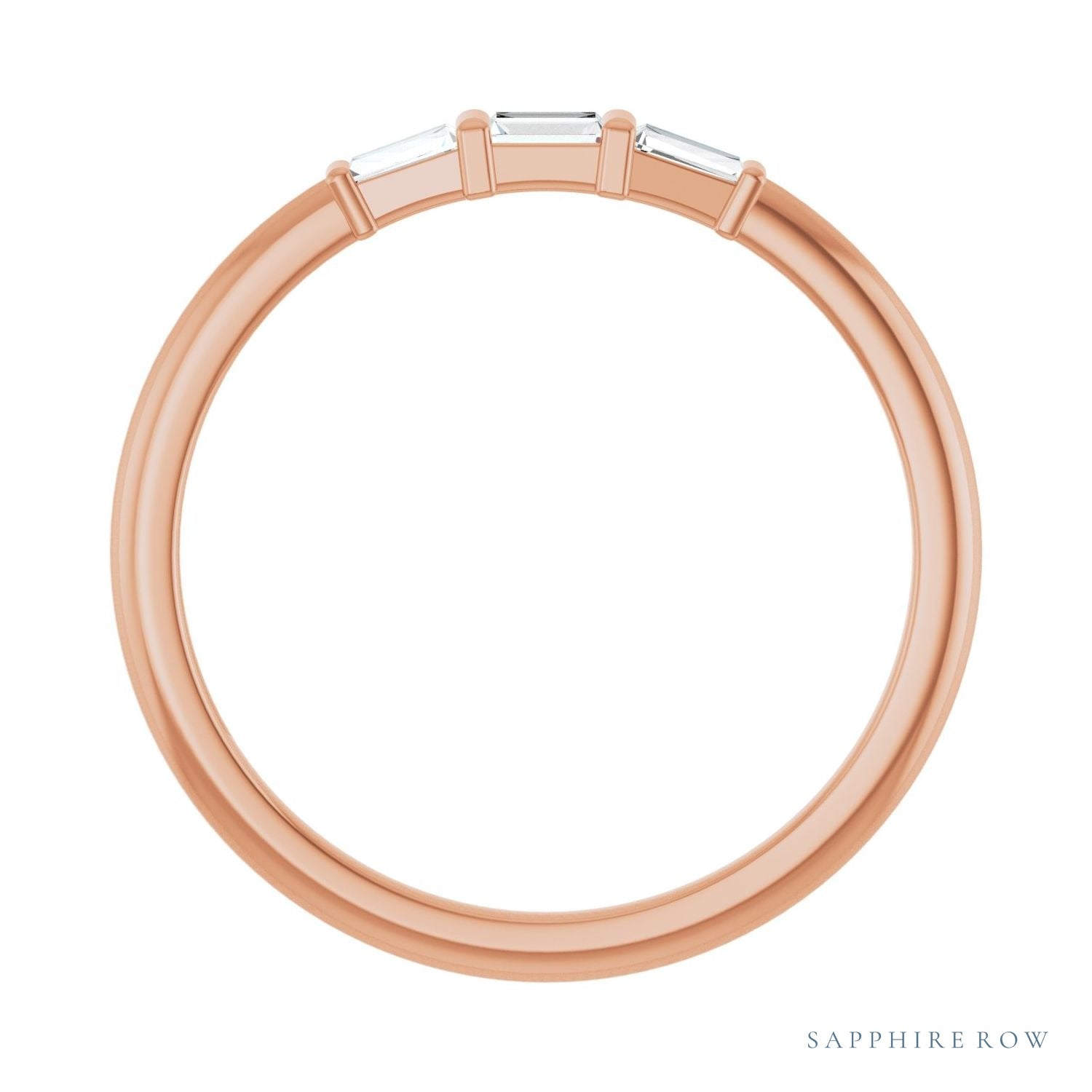 Sapphire Row Natural Diamond Baguette Trio Stacking Ring - 14K Rose Gold (view 2)