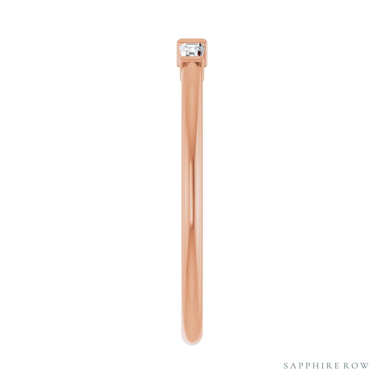 Sapphire Row Natural Diamond Baguette Trio Stacking Ring - 14K Rose Gold (view 4)