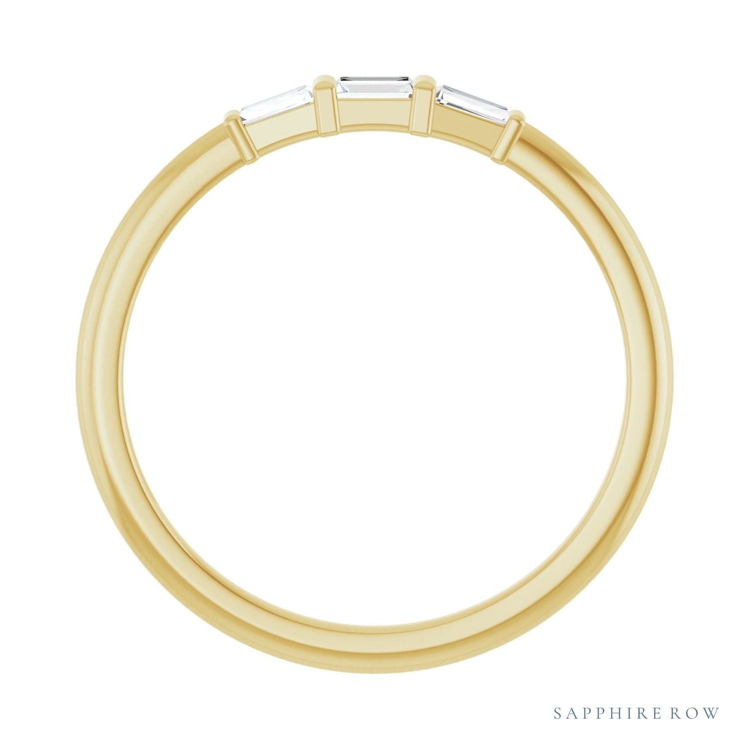 Sapphire Row Natural Diamond Baguette Trio Stacking Ring - 14K Yellow Gold (view 2)