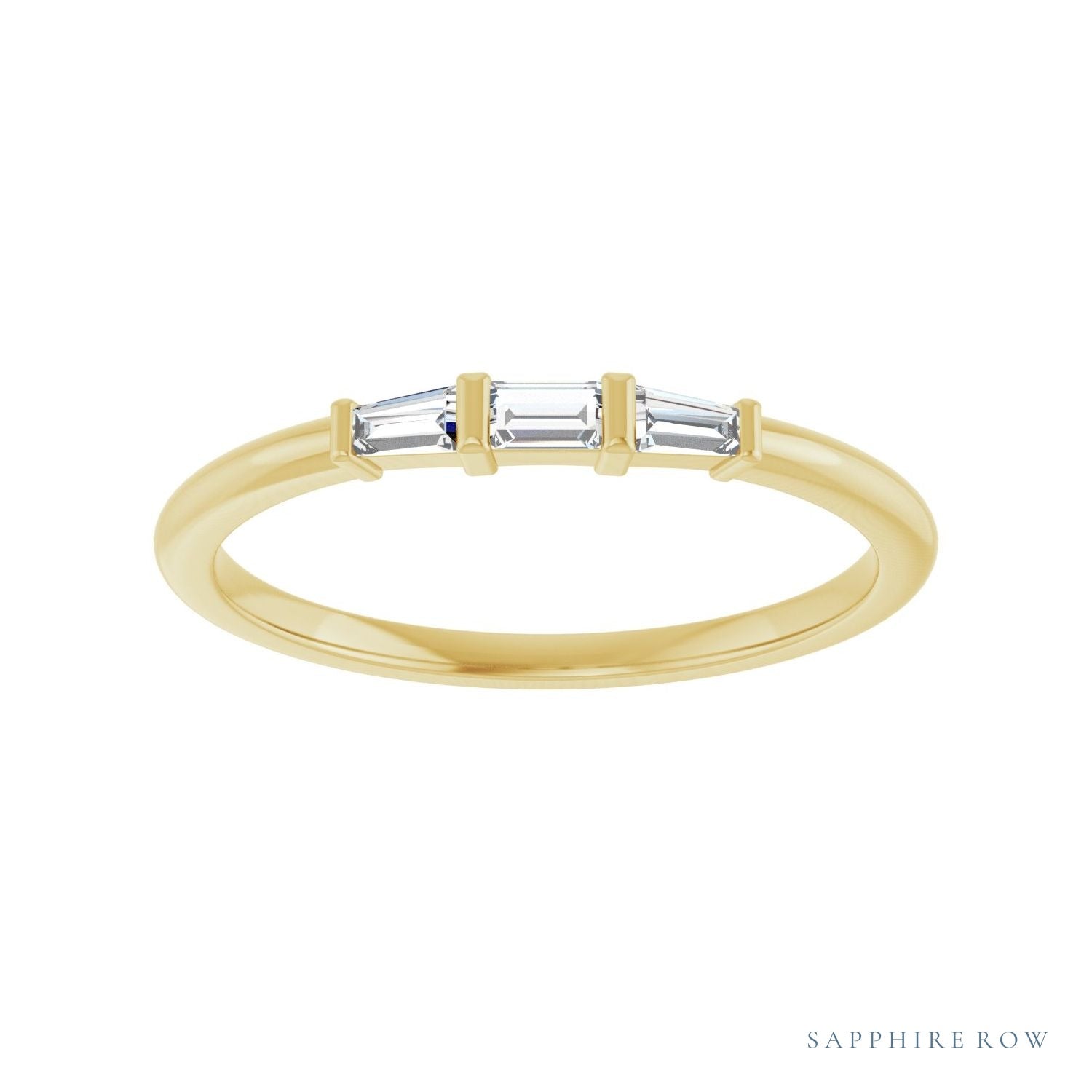 Sapphire Row Natural Diamond Baguette Trio Stacking Ring - 14K Yellow Gold (view 3)