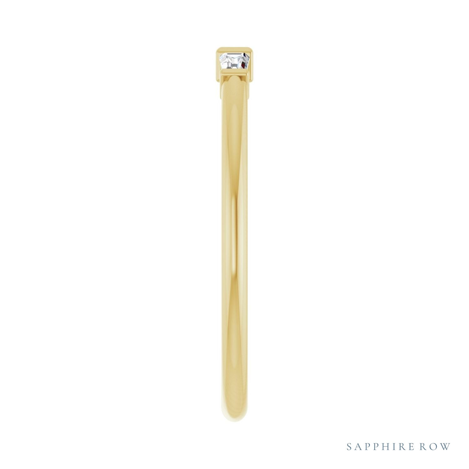 Sapphire Row Natural Diamond Baguette Trio Stacking Ring - 14K Yellow Gold (view 4)